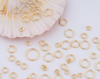 100 pcs 14K Gold Filled Open Jump Rings,Round Jump Rings for DIY Jewelry Making Supply