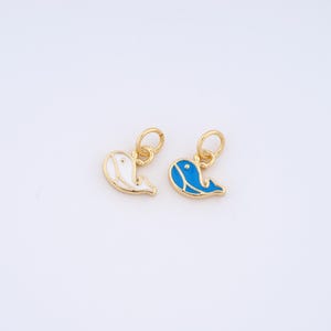 Dijes de ballena esmaltados rellenos de oro de 18 quilates, colgante de ballena para hacer joyas DIY.