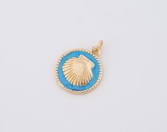 18K Gold Filled Enamel Shell Charms,Shell Pendant for DIY Jewelry Making Supply