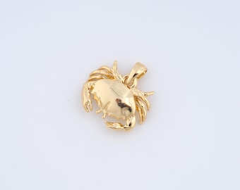 18K Gold Filled Crab Charms,Crab Pendant for DIY Jewelry Making Supply