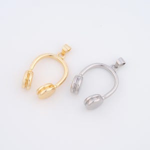 18K Gold Filled Headphone Charms,Headphone Pendant for DIY Jewelry Making Supply