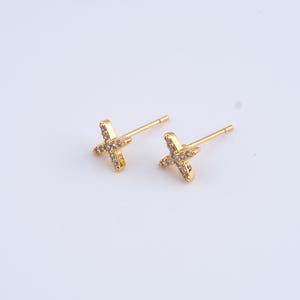 18K Gold Filled Cross Stud Earrings,Cross Stud Earrings,Hypoallergenic Stud Earrings