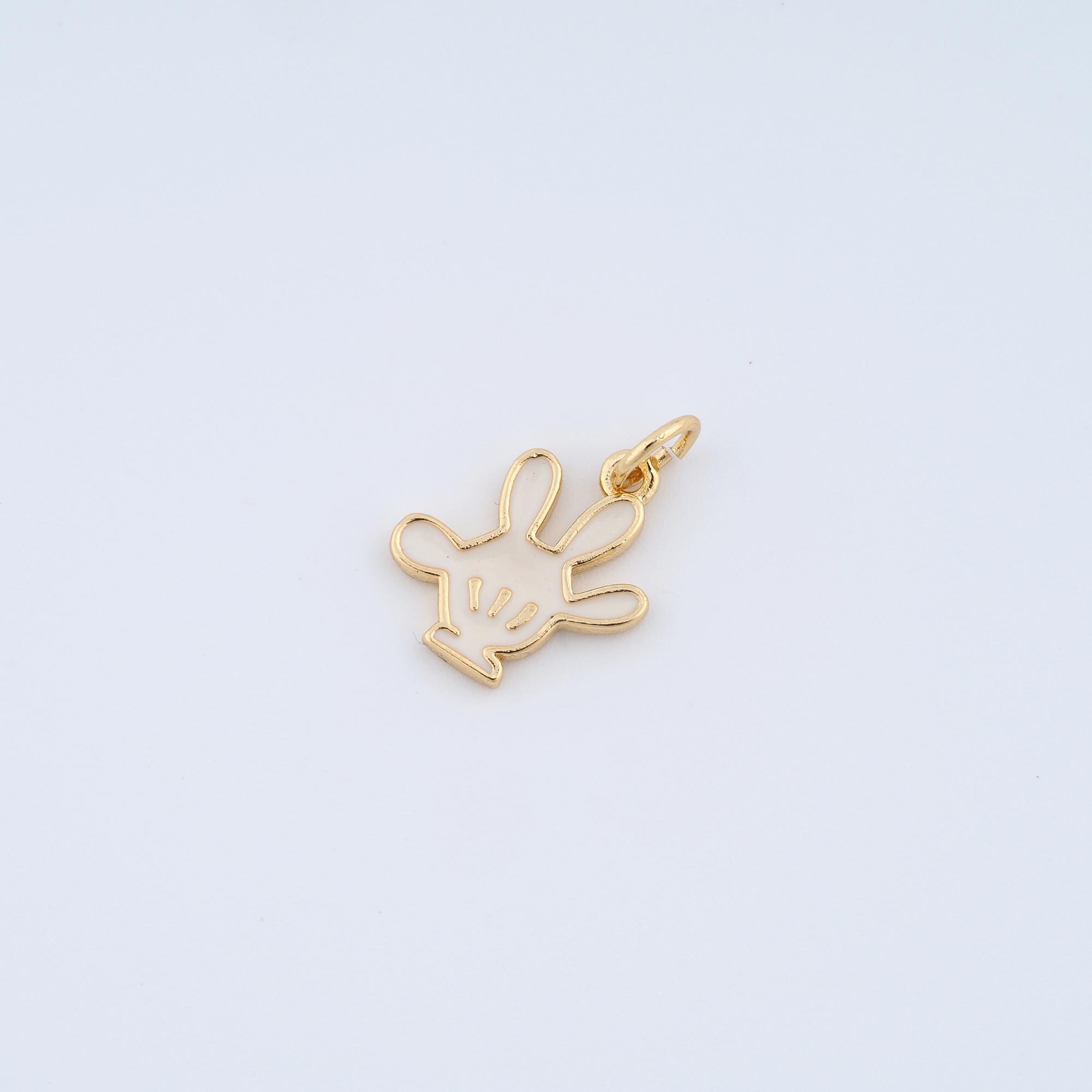 18K Gold Filled Enamel Glove Charms,Glove Pendant for DIY Jewelry Making Supply