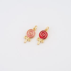 18K Gold Filled Lollipop Charms,Enamel Lollipop Pendant for DIY Jewelry Making Supply