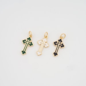 18K Gold gefüllte Emaille Kreuz Charms, christlicher Anhänger für die DIY Schmuckherstellung