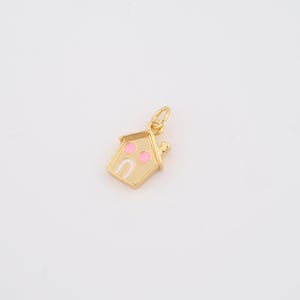 18K Gold Filled Enamel House Charms,House Pendant for DIY Jewelry Making Supply