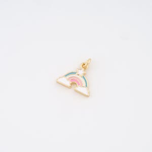 18K Gold Filled Enamel Rainbow Charms,Cloud Pendant for DIY Jewelry Making Supply