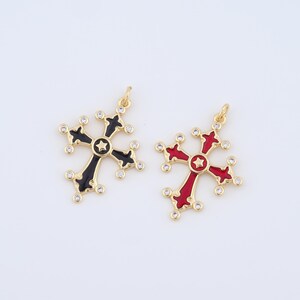 18K Gold gefüllte Emaille Kreuz Charms, Micropavé CZ Stern Anhänger für DIY Schmuckherstellung Zubehör