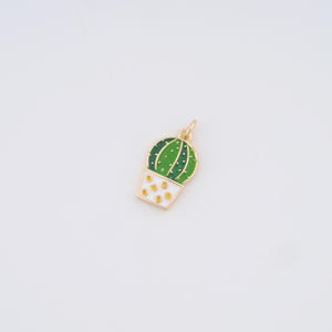 18K Gold Filled Enamel Cactus Charms,Desert Pendant for DIY Jewelry Making Supply