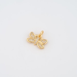 18K Gold Filled Butterfly Charms,Micropavé CZ Insect Pendant for DIY Jewelry Making Supply