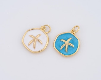 18K Gold Filled Enamel Starfish Charms,Starfish Pendant for DIY Jewelry Making Supply
