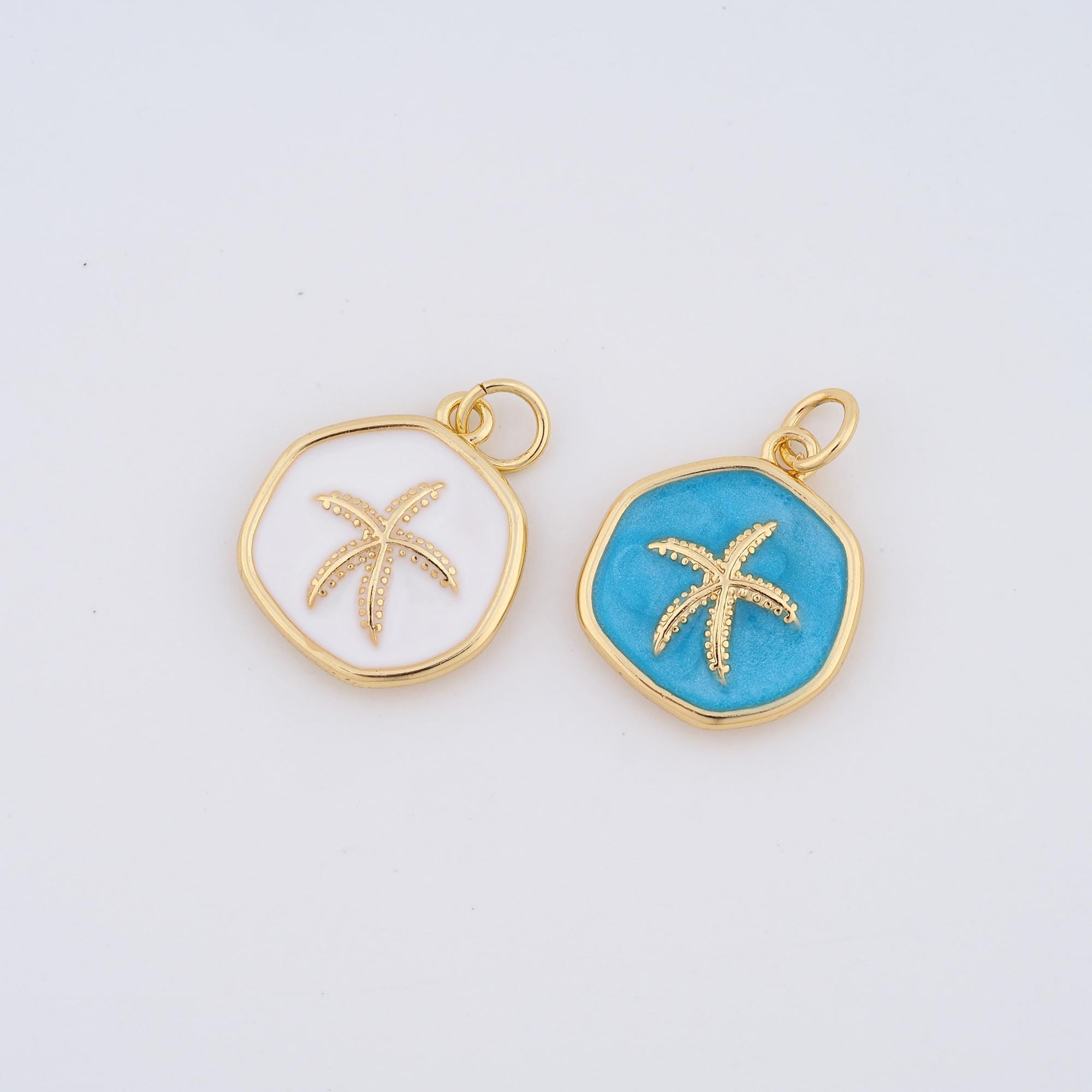 18K Gold Filled Enamel Starfish Charms,Starfish Pendant for DIY Jewelry Making Supply