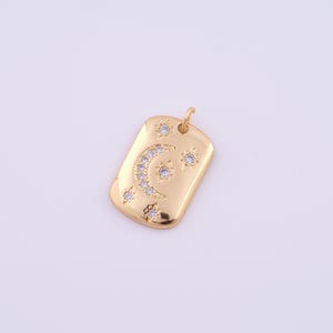 18K Gold Filled Moon Charms,Micropavé CZ Star Pendant for DIY Jewelry Making Supply