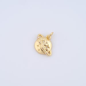 18K Gold Filled Saturn Charms,Micropavé CZ Star Pendant for DIY Jewelry Making Supply