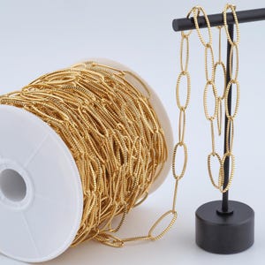 3,28 Fuß 18K Gold gefüllte Papierklammerketten, halbfertige Ketten für die DIY-Schmuckherstellung