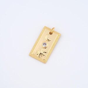 18K Gold Filled Star Charms,Micropavé CZ Moon Pendant for DIY Jewelry Making Supply