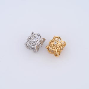 18K Gold Filled Flower Beads,Large Hole Beads for DIY Jewelry Making Supply