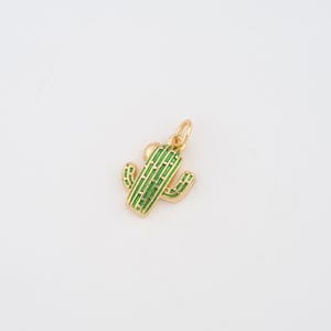 18K Gold Filled Enamel Cactus Charms,Desert Pendant for DIY Jewelry Making Supply