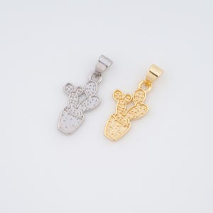 18K Gold Filled Cactus Charms,Cactus Pendant for DIY Jewelry Making Supply