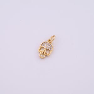 18K Gold Filled Skull Charms,Micropavé CZ Skull Pendant for DIY Jewelry Making Supply