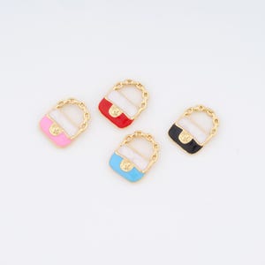 18K Gold Filled Enamel Handbag Charms,Handbag Pendant for DIY Jewelry Making Supply