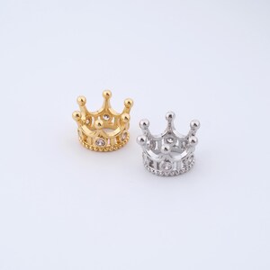 18K Gold Filled Crown Beads,Large Hole Beads for DIY Jewelry Making Supply