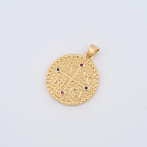 18K Gold Filled ICXCNIKA Charms,Micropavé CZ Orthodox Cross Pendant for DIY Jewelry Making Supply