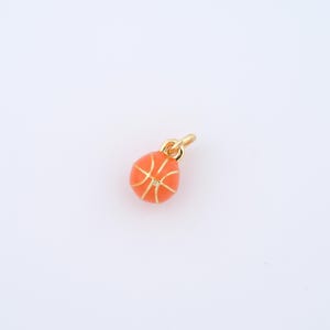 18K Gold Filled Enamel Basketball Charms,Basketball Pendant for DIY Jewelry Making Supply