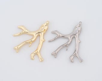 18K Gold Filled Coral Charms,Coral Pendant for DIY Jewelry Making Supply