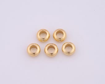 50 perles de roue remplies d'or 18 carats, perles plates rondes pour la fabrication de bijoux à monter soi-même