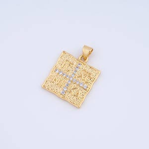 18K Gold Filled Orthodox Cross Charms,Micropavé CZ Christian Pendant for DIY Jewelry Making Supply