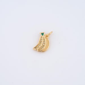 18K Gold Filled Enamel Banana Charms,Micropavé CZ Fruit Pendant for DIY Jewelry Making Supply