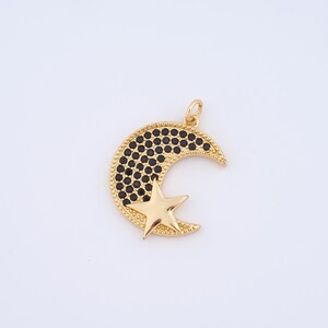 18K Gold Filled Moon Charms,Micropavé CZ Star Pendant for DIY Jewelry Making Supply