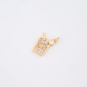 18K Gold Filled Beverage Charms,CZ Beverage Pendant for DIY Jewelry Making Supply