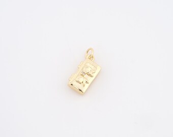 18K Gold Filled Bow Charms,Box Pendant for DIY Jewelry Making Supply