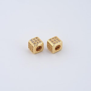 18K Gold Filled Square Beads,Large Hole Beads for DIY Jewelry Making Supply