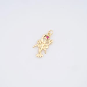 18K Gold Filled Lobster Charms,CZ Marine Life Pendant for DIY Jewelry Making Supply