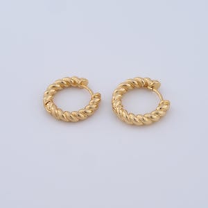 18K Gold Filled Twist Earrings,Hugging Hoop Earrings,Hypoallergenic Hoop Earrings