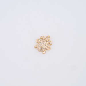 18K Gold gefüllter Schildkrötenstecker, Micropavé CZ Tierstecker für die DIY-Schmuckherstellung