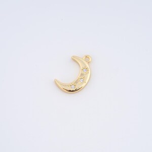 18K Gold Filled Moon Charms,Micropavé CZ Star Pendant for DIY Jewelry Making Supply