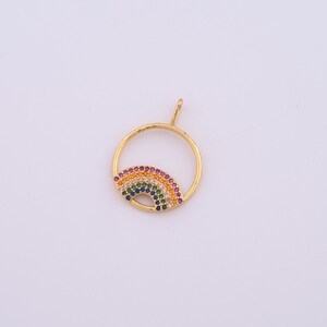 18K Gold Filled Rainbow Charms,Micropavé CZ Rainbow Pendant for DIY Jewelry Making Supply