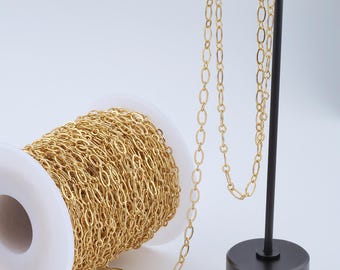 3.28 FT 18K Gold Filled Cable Chains,Semi-Finished Chains for DIY Jewelry Making Supply