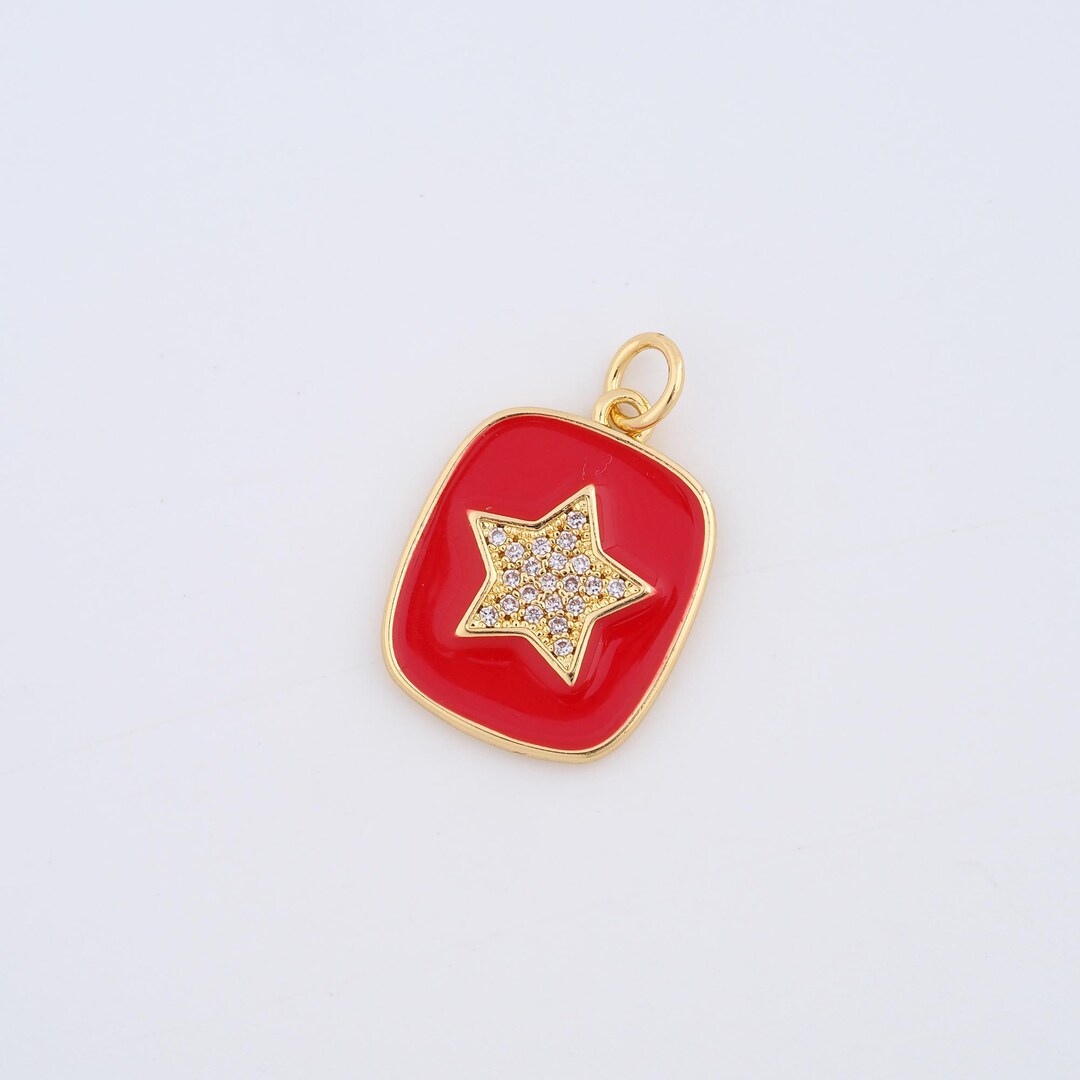 18K Gold Filled Enamel Star Charms,micropavé CZ Star Pendant for DIY ...
