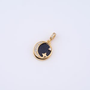 18K Gold Filled Moon Charms,Micropavé CZ Star Pendant for DIY Jewelry Making Supply