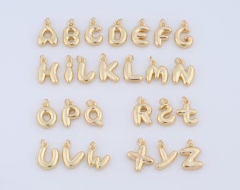 18K Gold Filled Letter Charms,Initial Pendant for DIY Jewelry Making Supply