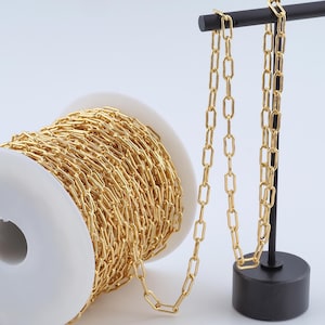3,28 Fuß 18K Gold gefüllte Papierklammerketten, halbfertige Ketten für die DIY-Schmuckherstellung