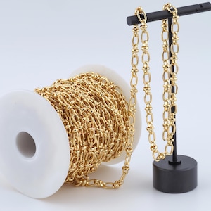 3.28 FT 18K Gold Filled Figure 8 Chains,Semi-Finished Chains for DIY Jewelry Making Supply