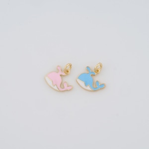 Dijes de ballena esmaltados rellenos de oro de 18 quilates, colgante de vida marina para hacer joyas DIY.