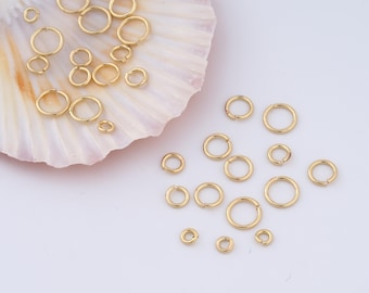 100 pcs 18K Gold Filled Open Jump Rings,Round Jump Rings for DIY Jewelry Making Supply