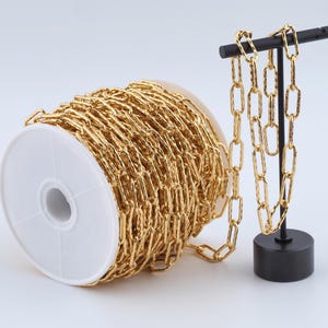 3,28 Fuß 18K Gold gefüllte Papierklammerketten, halbfertige Ketten für die DIY-Schmuckherstellung